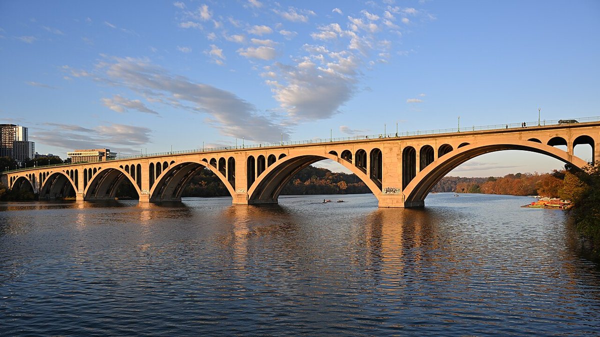 Key Bridge spanning the Potomac at the western edge of Georgetown