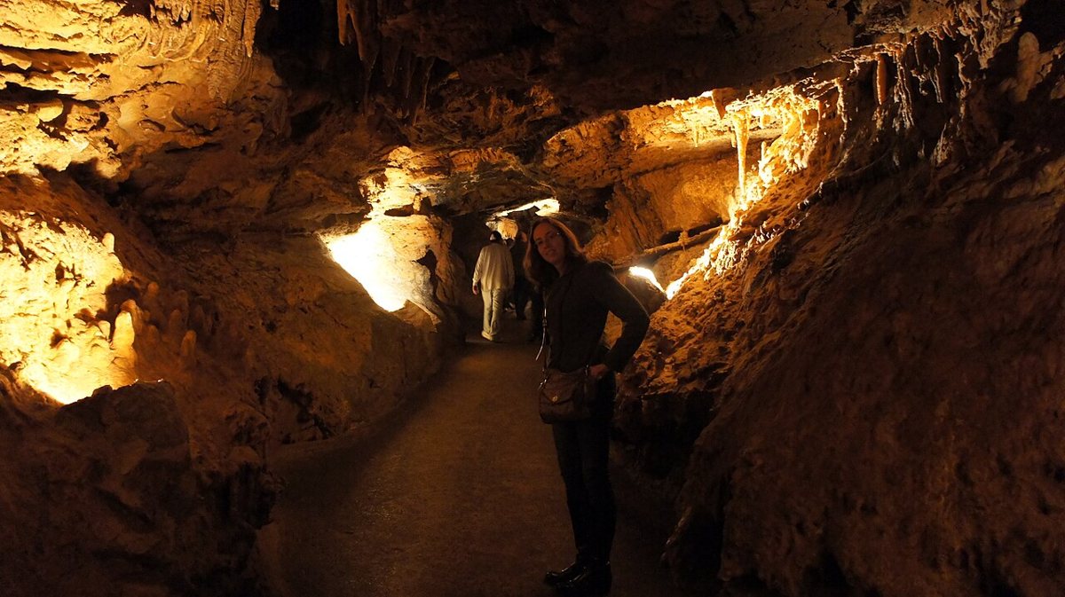 Illuminated limestone formations inside Luray Caverns in the Shenandoah Valley