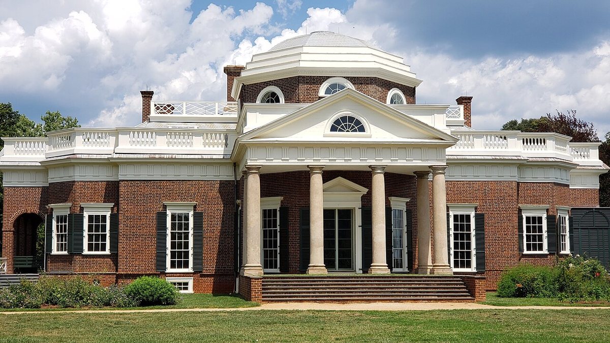 Thomas Jefferson's home Monticello on its hilltop near Charlottesville Virginia