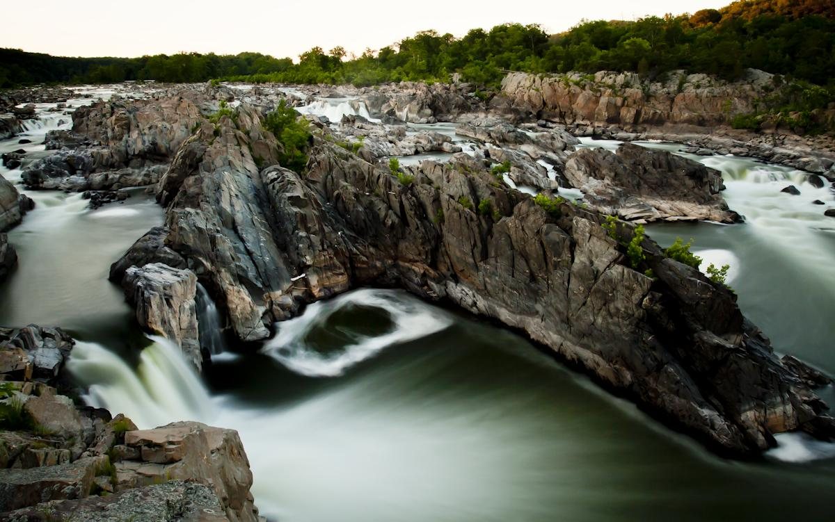 Whitewater rapids at Great Falls Park in Virginia