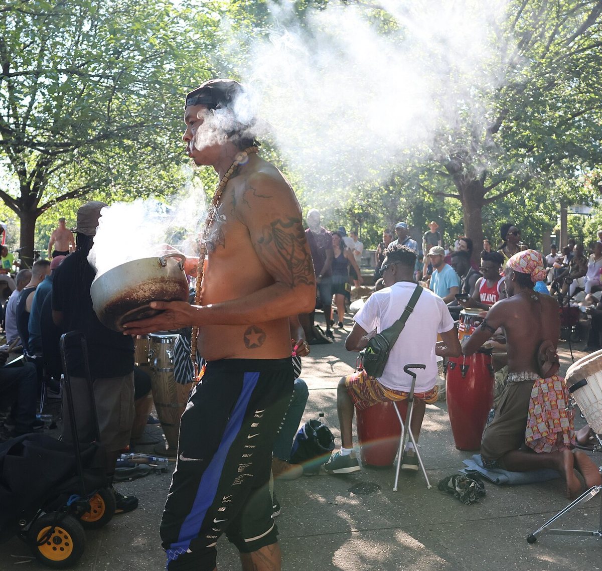 The Sunday drum circle at Meridian Hill Park in Washington DC