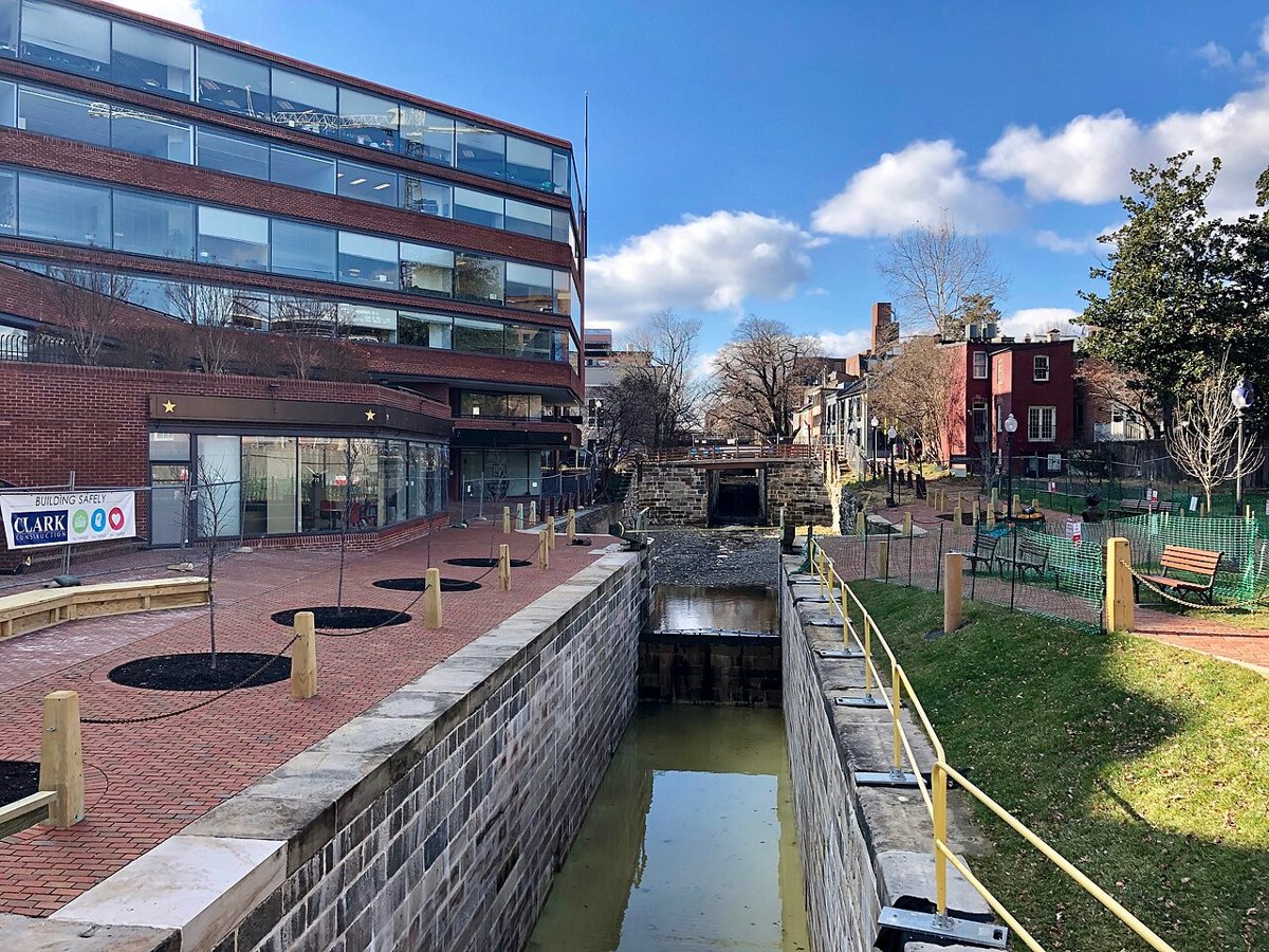 The C&O Canal towpath running through Georgetown, Washington DC